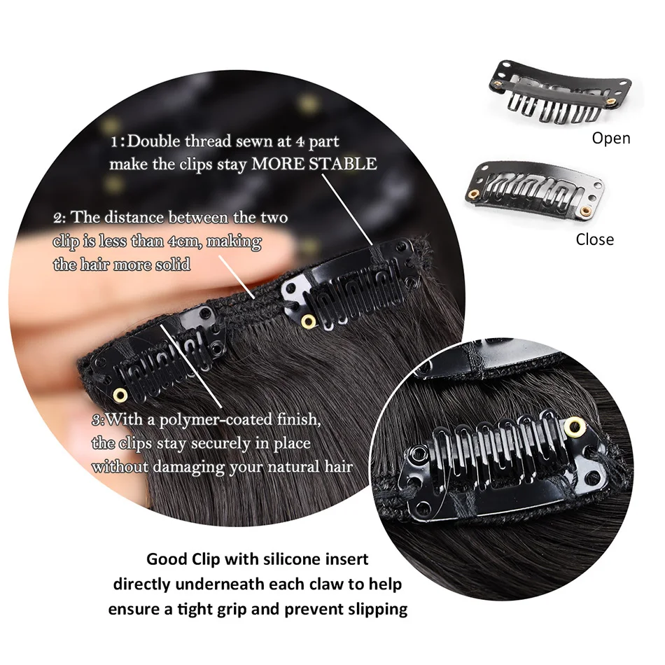 Наращивание синтетических волос с зажимом 140 г длинные натуральные волнистые