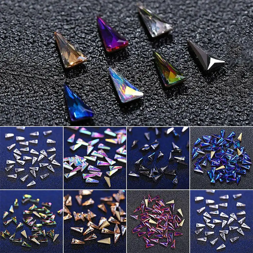 10Pcs Women Triangle Nail Art Tip Shiny Rhinestone DIY Decor Manicure Kit Decoration Stickers Decals | Красота и здоровье