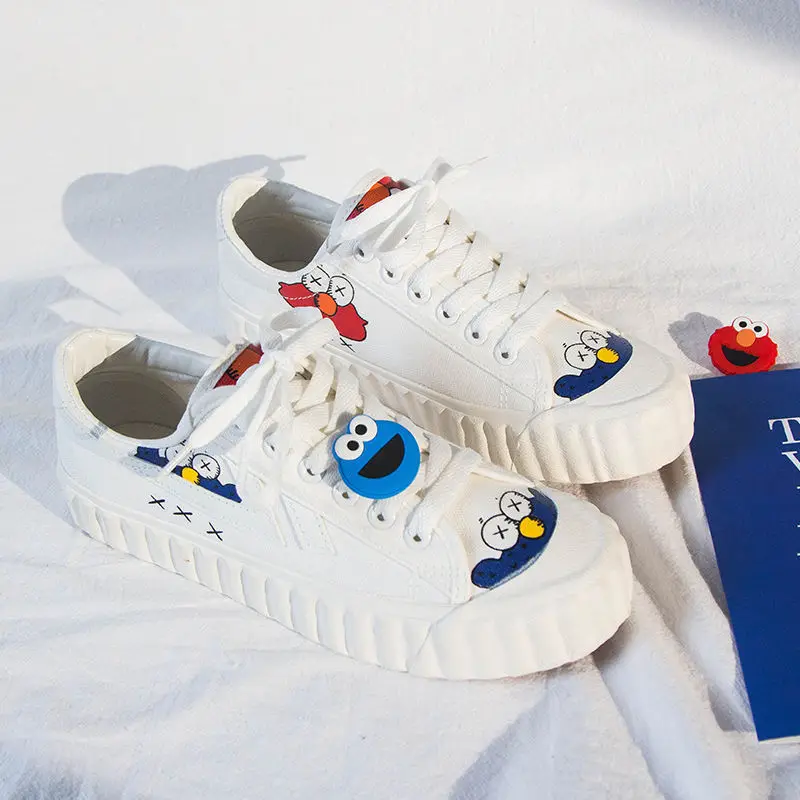 

2019 New Style Summer Canvas Shoes Student Korean-style Sesame Street INS Flat Breathable Trend Hugh