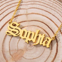 Personalized Name Necklace Customized Nameplate Necklaces Custom Stainless Steel Old English Style Personalized Jewelry Gifts