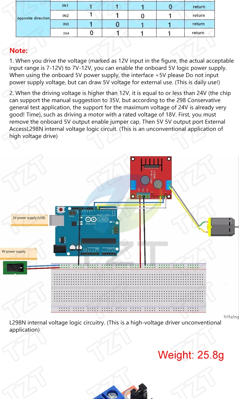GREATZT 1/2/4 Stück Dual H-Brücke DC Schrittmotor-Steuerplatine Modul L298N für Arduino Smart Car Roboter – Detail 2