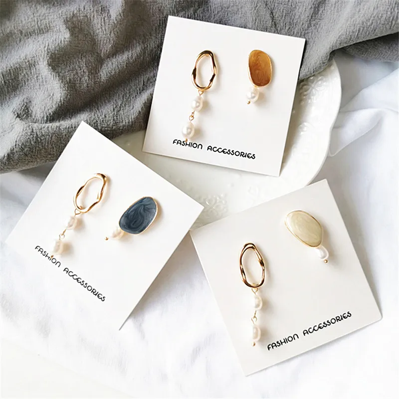 Женские серьги, модные серьги с темпераментом, асимметричные серьги с натуральным жемчугом, модные серьги-гвоздики