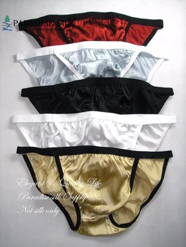 

Special Offer Mens String Bikinis 5 Pair Sexy 100% Natural Silk Tanga Low Rise Briefs Size US S M L XL XXL