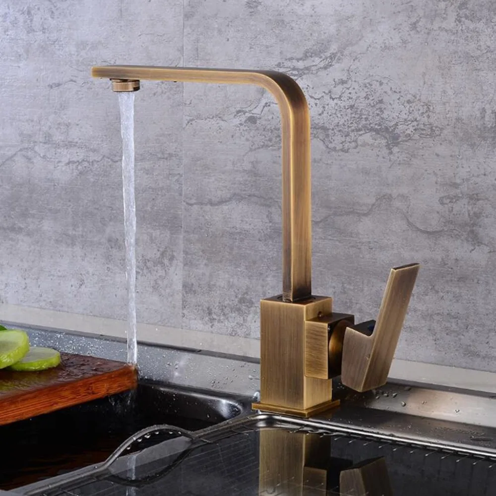  Kitchen Faucets Brass + Tube Kitchen Sink Water Faucet 360 Rotate Swivel Faucet Antique Bronze Mixe - 4000285528658