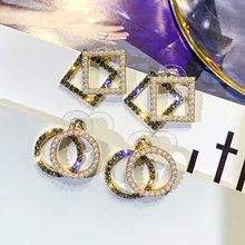 Блестящие боковые новые модные ювелирные хрустальные бусы квадратные серьги для женщин элегантные жемчужные подарочные серьги