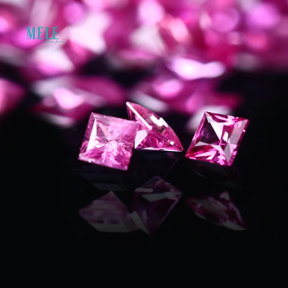 Natural Ruby 3mm square Princess Cut bare Stone gemstone Pendant ring high-end jewelry matching stone