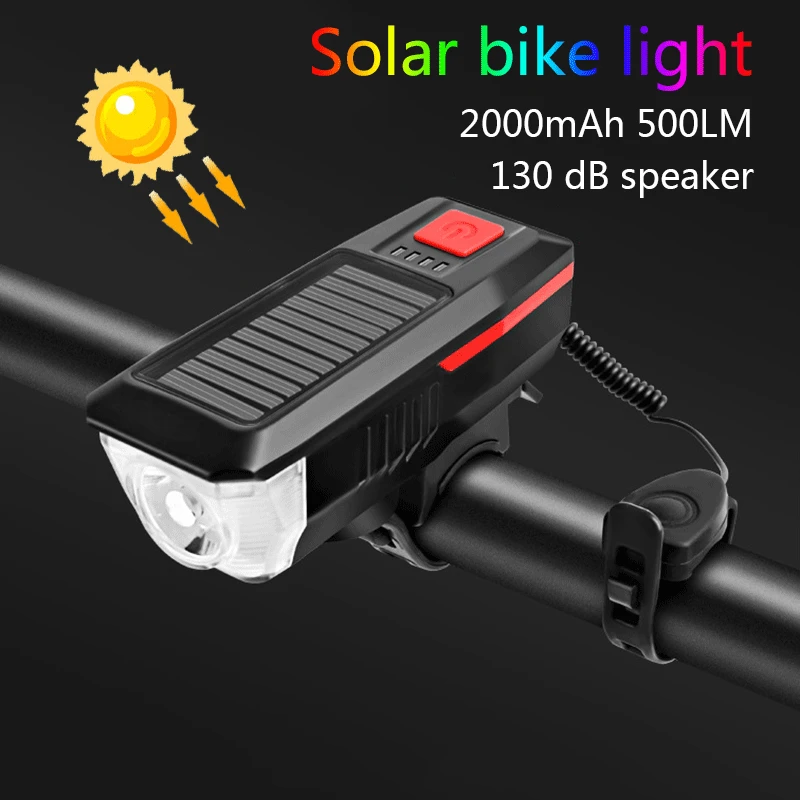 SHIZIWANGRIBicycleLight500Lumen2000mAhBikeHeadlightSolar