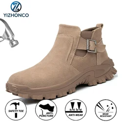 YIZHONCO – chaussures de sécurité pour hommes, bottes de travail à embout en acier, baskets de sécurité Anti perforation, chaussures industrielles en cuir Anti smash, automne 