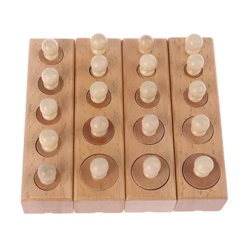 

Montessori Educational Wooden Toys For Children Cylinder Socket Blocks Toy Baby Development Practice and Senses 4pc/1 set