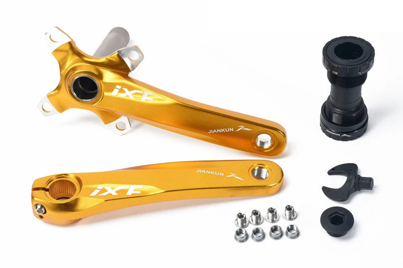 Gold with BB IXF MTB дорожный велосипед 104 BCD велосипедный Кривошип набор чпу Untralight Кривошип рукоятка шатун с BB Кривошип для велосипеда аксессуары части велосипеда - Цвет: Gold with BB