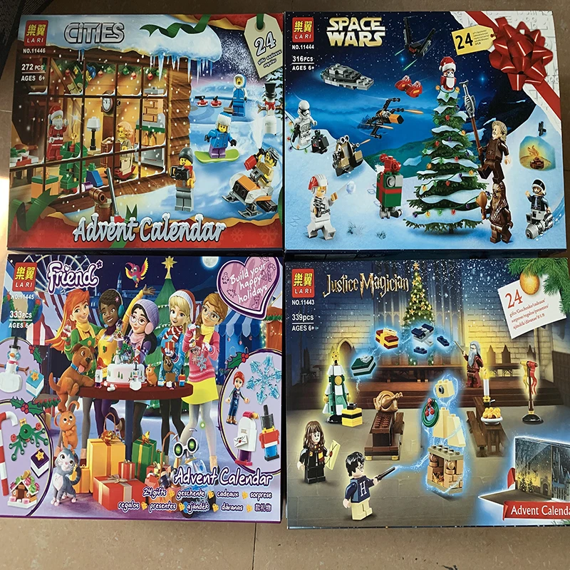 В наличии 4 шт./компл. с оригинальной коробкой Bela 11443-11446 Рождественский календарь конструкторных блоков, Детские кубики, игрушки для детей