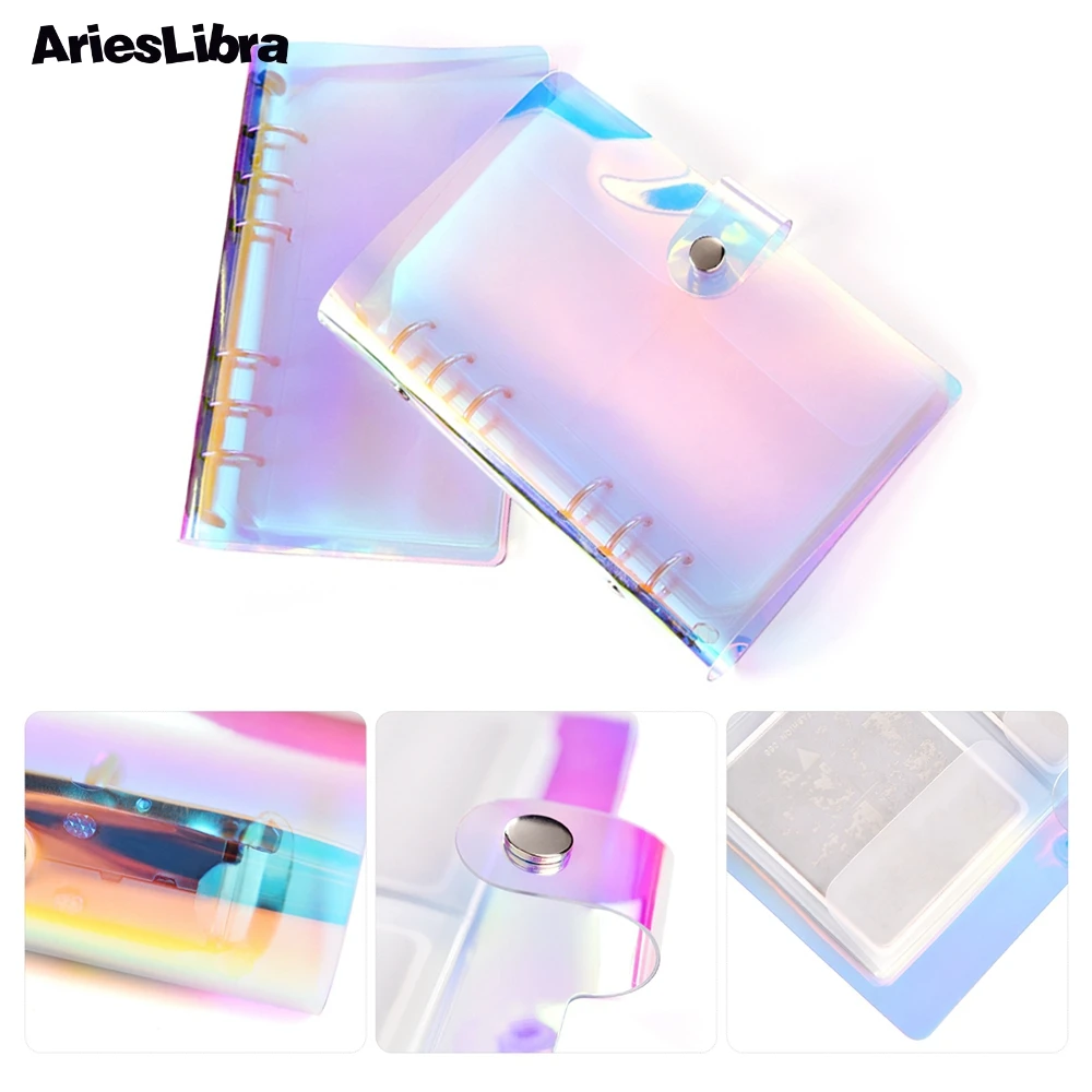 16 Slot Olografici Stamping Plate Case Nail Art Stamp Plate Holder Storage Bag Album Per Nail Art Template Bag Organizer