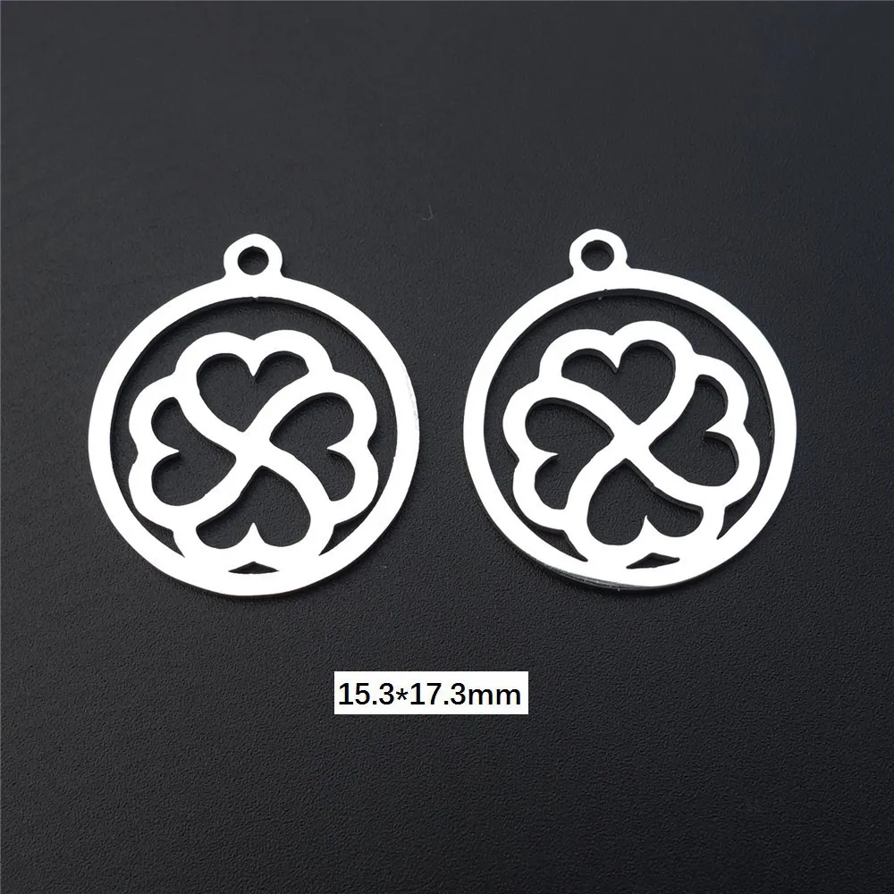 Талисманы из нержавеющей стали Lucky Clover 4 листья цветы кулон Diy ювелирные изделия ожерелье серьги изготовление компоненты