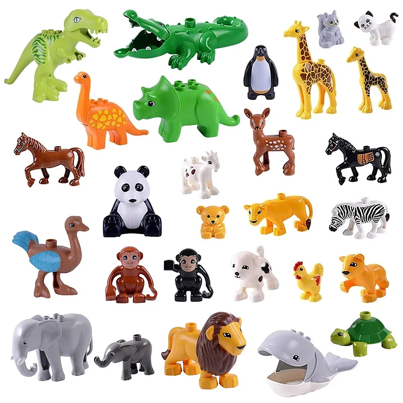 

Zoo legoing Animals Model Building Blocks Figures Dinosaurs Crocodile Elephant penguin with toys for childrens kids party gift