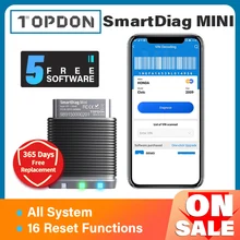 TOPDON SmartDiag Mini Bluetooth 5 Free Softwares Car Diagnostic Tool Automotive Scanner Auto Scan All System PK Thinkdiag Mini