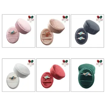

Oval Velvet Ring Box Double Ring Display Holder with Detachable Lid Ring Box Holder for Wedding Ceremony
