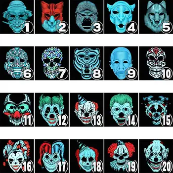

Luminous Mask LED Light Up Film Voice-activated Mask Halloween Street Dance Bar KTV Festival Ball LED Mask Party Supplies