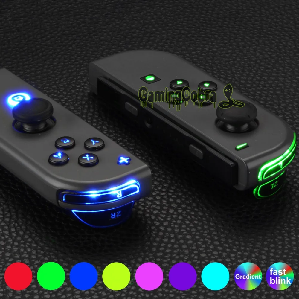 7 Colors 9 Modes NS Joycon DFS LED Kit Multi-Colors Luminated Classical Symbols ABXY Trigger Face Buttons for NS Switch JoyCon