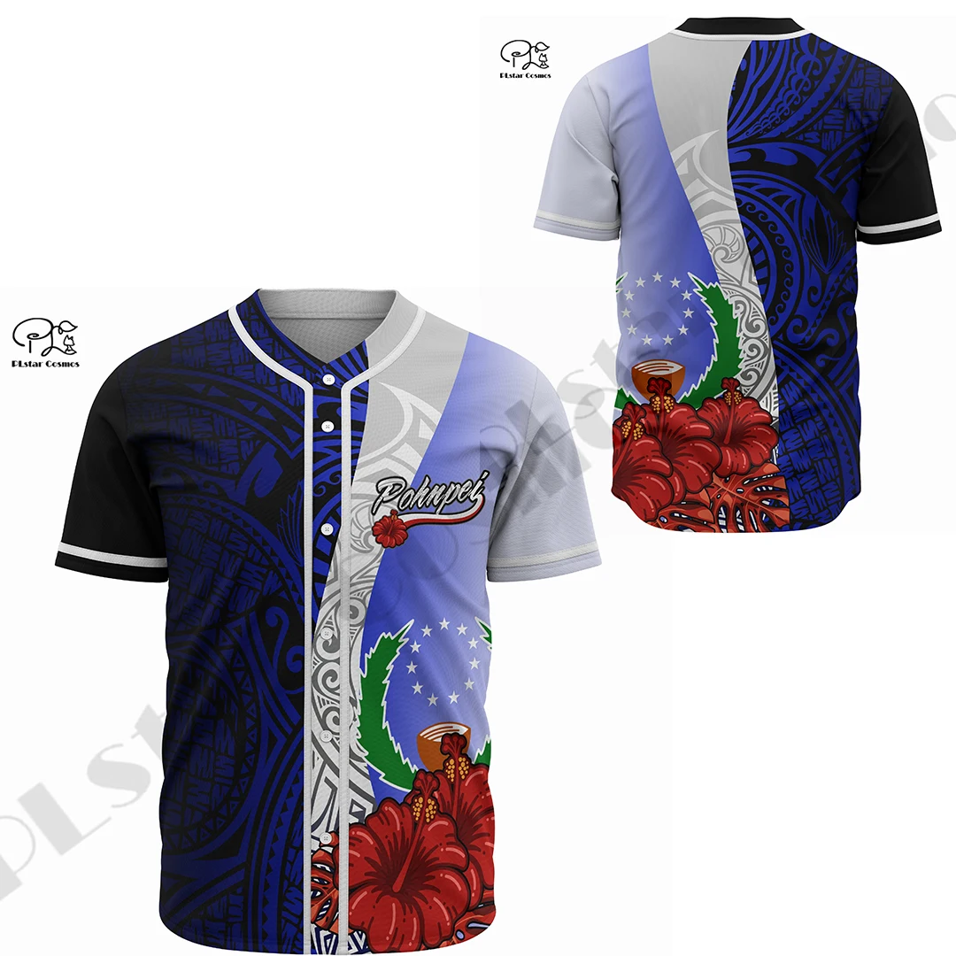 Newest 3Dprinted Baseball Jersey Shirt Pohnpei Polynesian Tribal Wave Tattoo Casual Unique Unisex Funny Sport Streewear Style-1