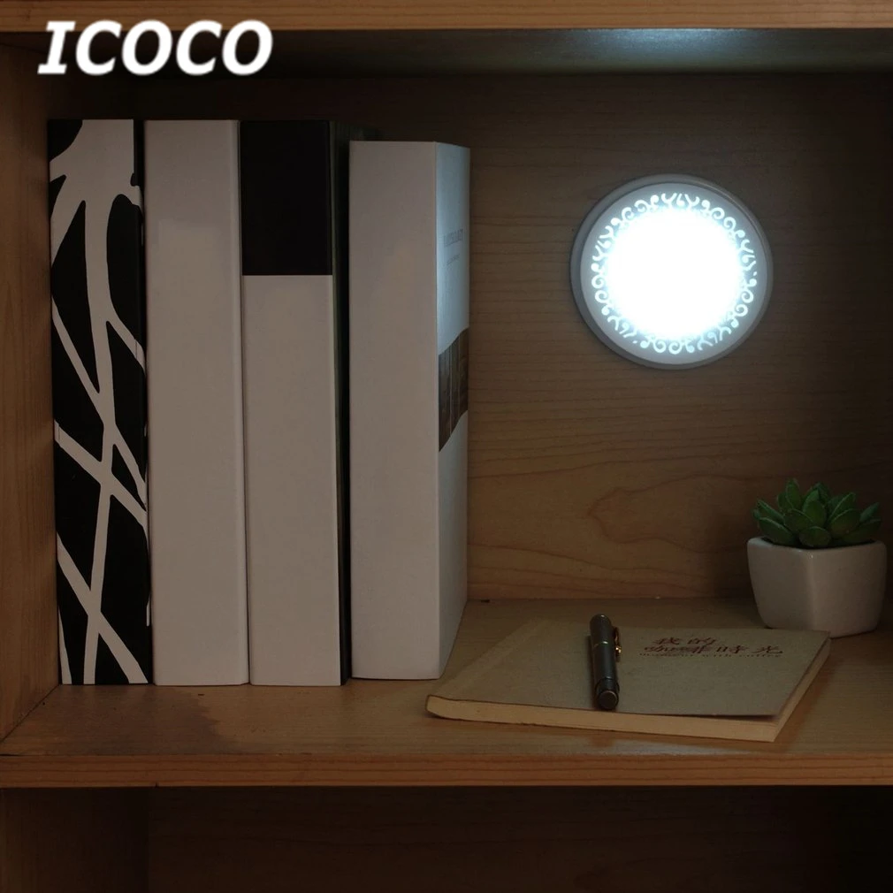 ICOCO стильный светодиодный Светильник-ночник с круглым датчиком, светильник с питанием от батареи, индукционный светильник, энергосберегающий аварийный светильник, Прямая поставка
