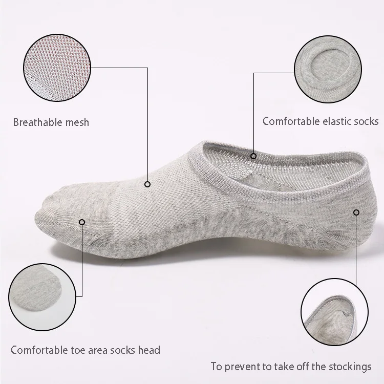 10 Pair / Lot Men's Sock Slippers Cotton Sports Non-slip Invisible No Show Boat Socks Male Mesh Breathable Low Ship Ankle Sock