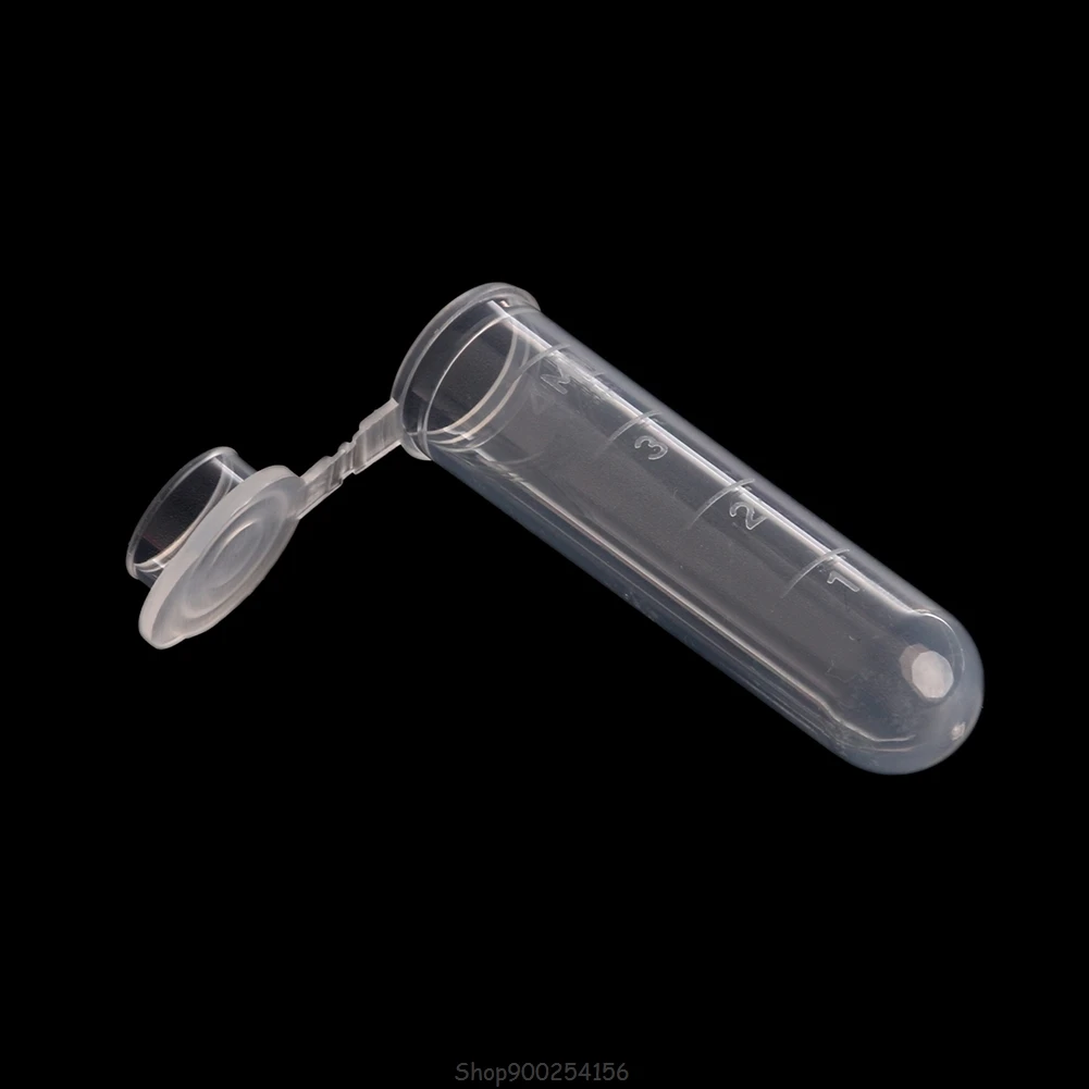 100Pcs 2ml/5ml Clear Plastic Vials Container Centrifuge Tubes Vials Sample Lab Container S23 20