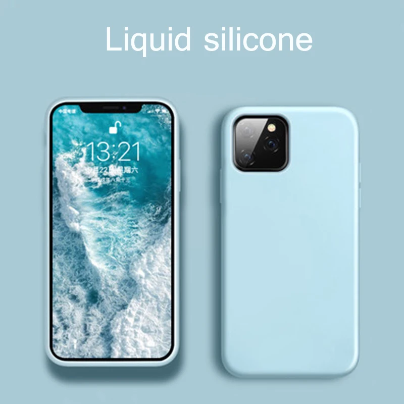 

Shockproof Soft Silicone Phone Case For iphone 11 pro Max Cases Solid color Protection Cove TPU phone shell pink black red