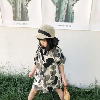

2020 Korea Style Girls Printed Dress Summer Short Sleeve Fashion Girls Dresses 1-6 Years