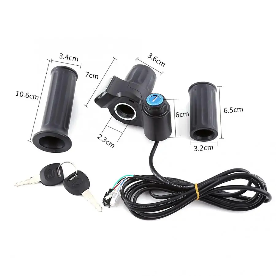E-bike Throttle LED Display Electric Throttle Grips Handle with Lock Key Electric Bike Scooter Accessories