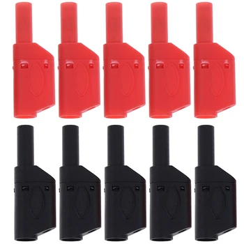 

New 10pcs/Lot Safety 4mm Male Retractable Sheath Stackable Banana Plug Wire Solder Connectors