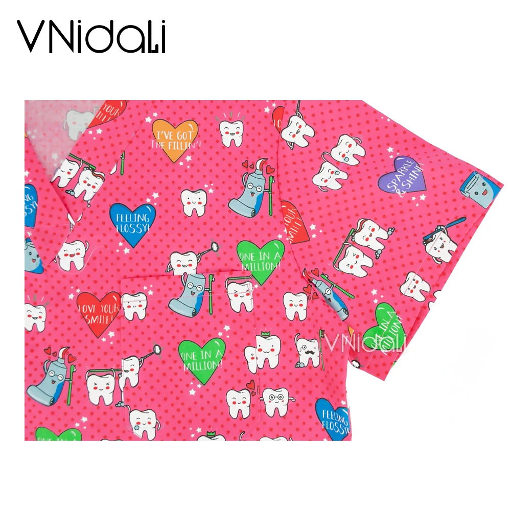 Nursing Scrubs Tops Shirt Casual Short Sleeve Dental dentist Scrubs Uniforms pet shop scrubs Tops Health Workers uniform