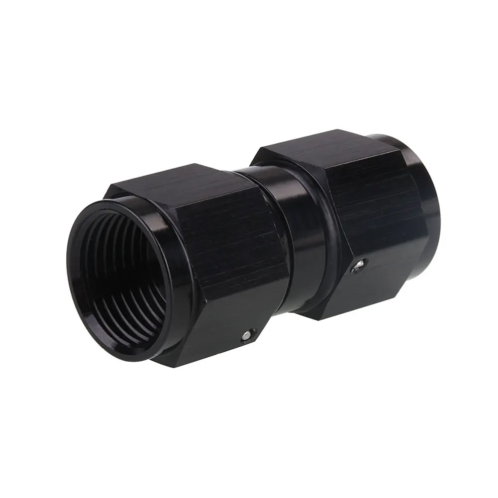 AN-8 Black Fitting Adapter Junction Female To Female Swivel Fitting For Oil Hose