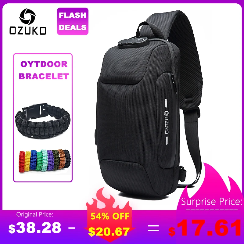 OZUKO 2019 New Multifunction Crossbody Bag for Men Anti theft Shoulder Messenger Bags Male ...