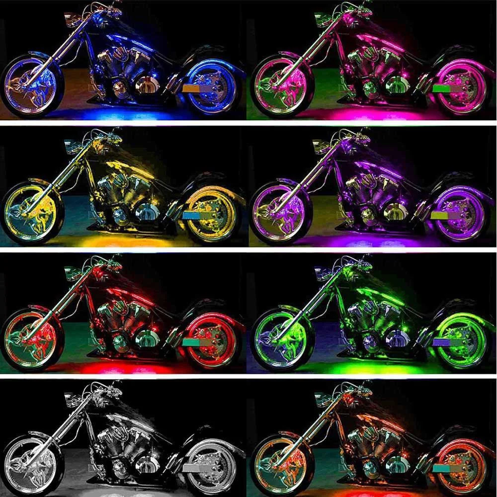 

12pcs Motorcycle RGB LED Neon Under Glow Lights Strip 120 LED For Universal