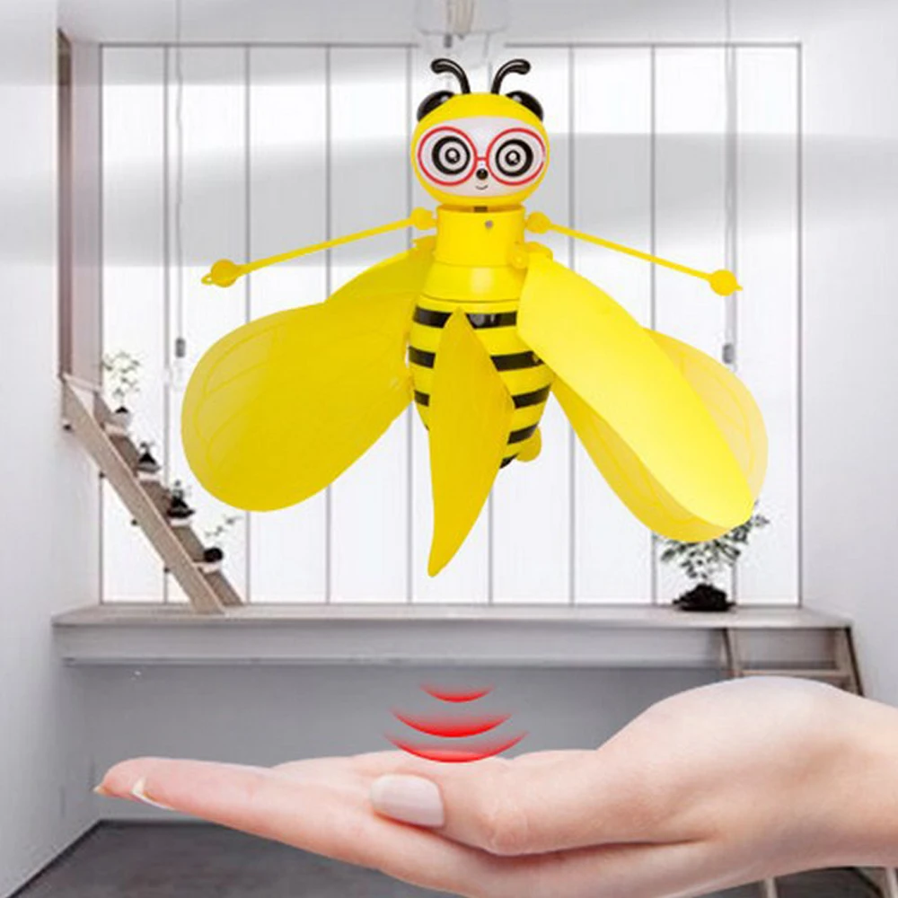 

Mini Bee Aircraft Induction Toys Flying Ball LED RC Helicopter Electric Infrared Sensor Toy Gesture Sensing Drone Kid Xmas Gift