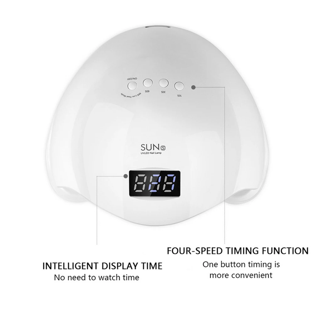 SUNUV SUN5 48 Вт Светодиодная УФ-лампа для ногтей Сушилка для ногтей Гель-лак отверждающий светильник с нижней частью 10 s/30 s/60s99s таймер ЖК-дисплей