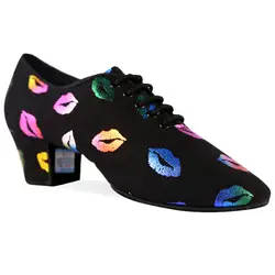 2019 новые женские Бальные Танцевальные Туфли BD губы Принт обучающая обувь каблуки для женщин Латинская Сальса Танцевальная обувь