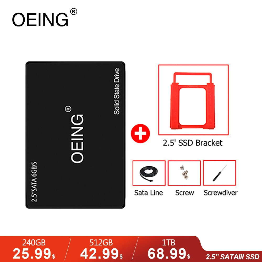 ssd internal hard disk OEING Black SSD  2.5 " Internal 120GB 128GB 240GB 256GB 360GB Internal Solid State Hard Disk Drive HDD  1TB 64GB 480GB 512GB internal sata ssd