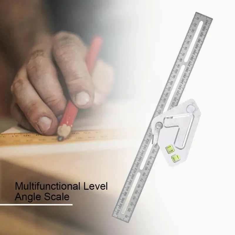 Multi-function Measuring Angle Ruler Triangle Woodworking Ruler with Scale Measuring Tools Level Instrument Protractor
