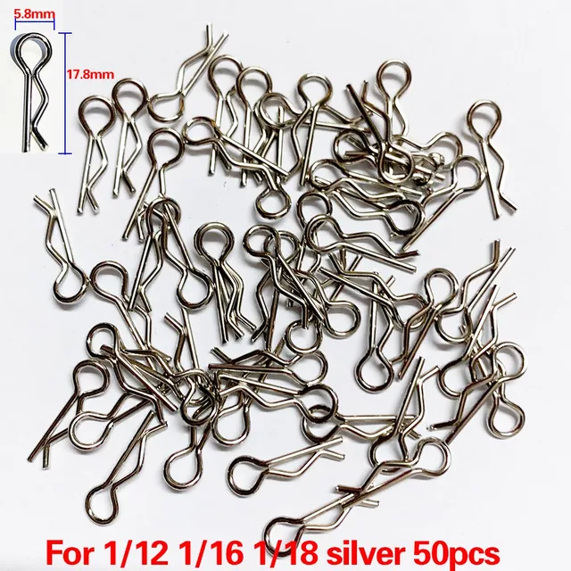 50 Pcs 1/8 1/10 1/16 RC Car Body Shell R Clips Bodyshell Pin Suitable For HSP HPI Redcat Trax Trx4 Body Shell Buggy Truggy 2