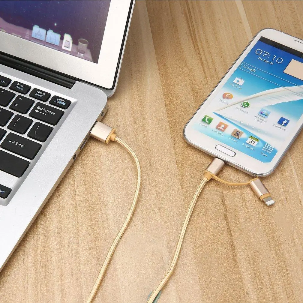 2 в 1 супер длинный микро USB кабель для зарядки мобильного телефона Шнур Iphone