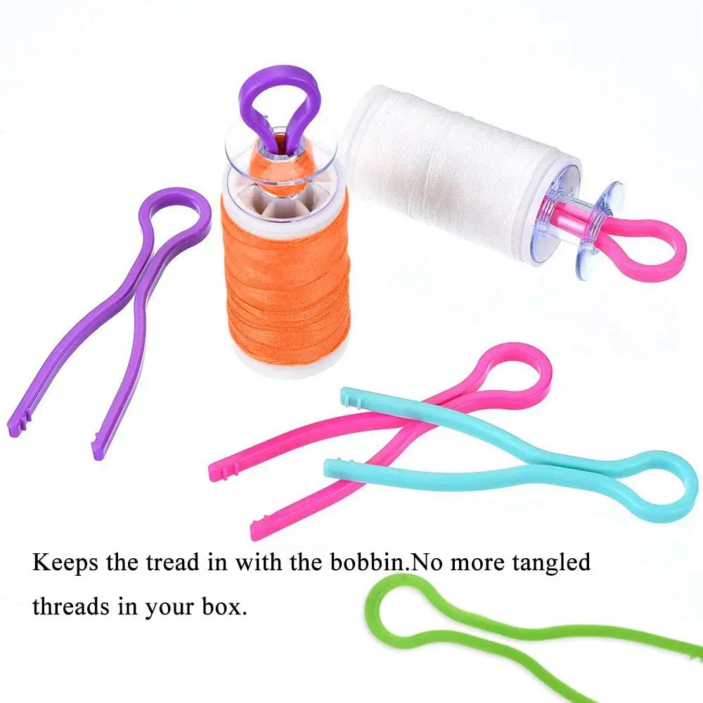 FLRHSJX 10/30pcs 2.64inches Sewing Bobbin Clips Mixed Color Long Thread Clip Spool Storage Holder Platisc Sewing Clips Tools