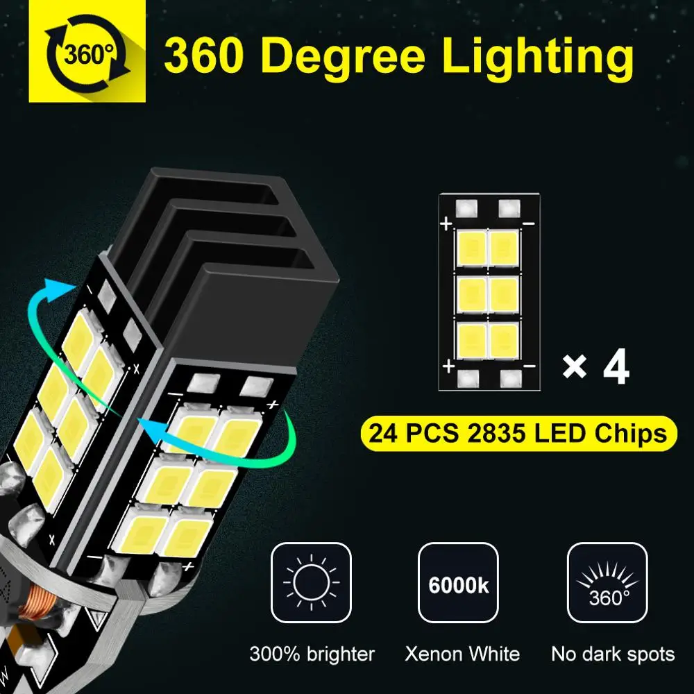 Светодиодные лампы Canbus T15 W16W 24SMD 2835 920 921 912 супер яркие автомобильные заднего хода