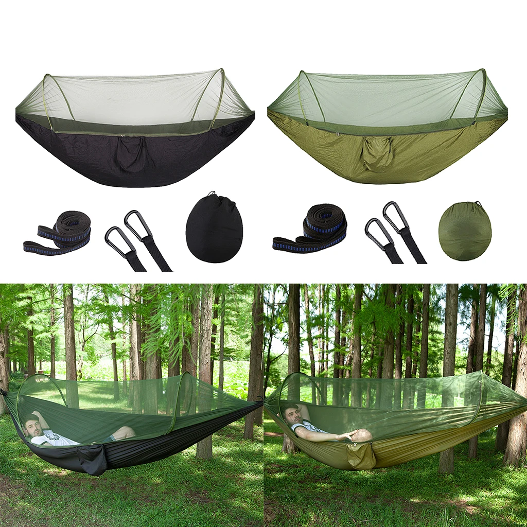 2PCS Outdoor Hammock Hanging Bed with Mosquito Net Camping Swing Tree Tent for Hiking Travel Backpacking