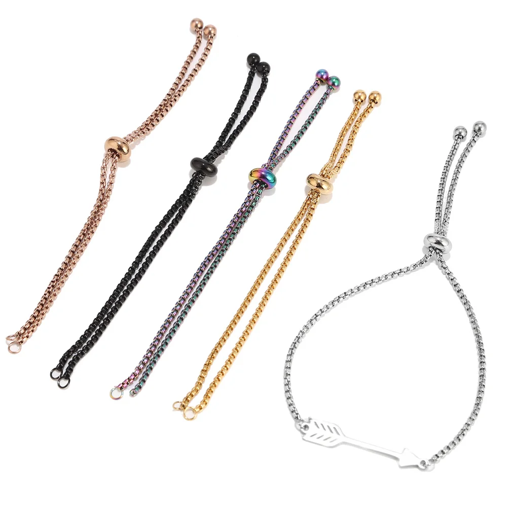 

2pcs Adjustable Stainless Steel Gold Slide Extender Chains with Ball Ends Nickel Free Lead Free Bracelet Charm Connectors