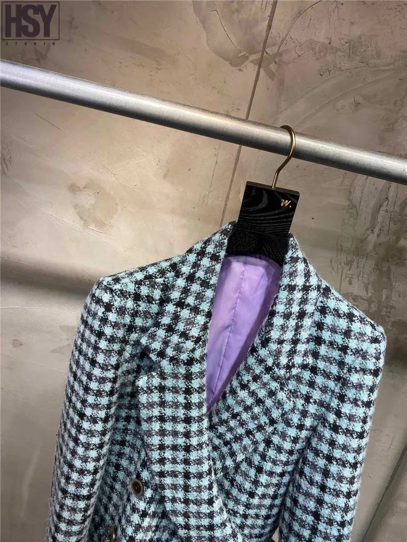 【HSY】2019 Осень Зима Новый женский костюм куртка Асимметричная обертка укладки