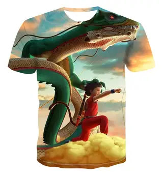 

Yaz yeni dragon ball çizgi film animasyonu 3D erkek kısa kollu rahat moda sokak rahat 3D erkek ve kadın T-shirt