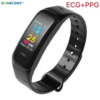 

2019 New C18 smart bracelet Color screen ECG+PPG Heart rate Blood pressure Monitor Pedometer bluetooth Sportbad