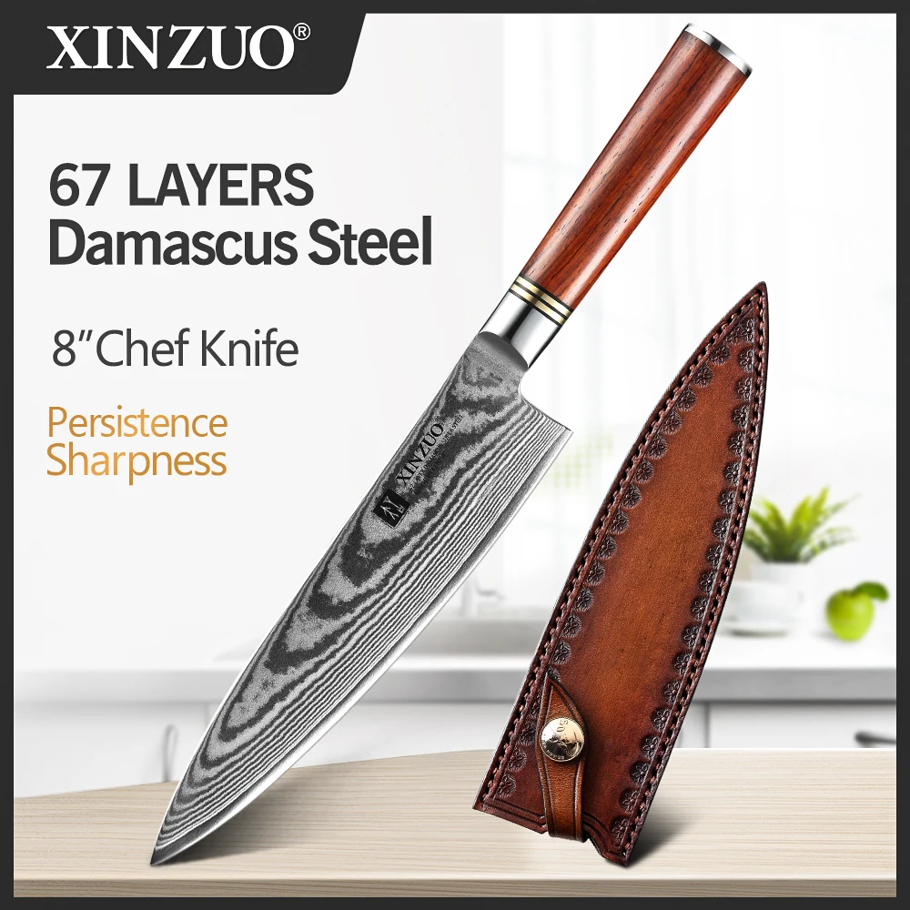 Xinzuo 8'' Chef's Knife 67 Layers Japanese Damascus Kitchen Knife