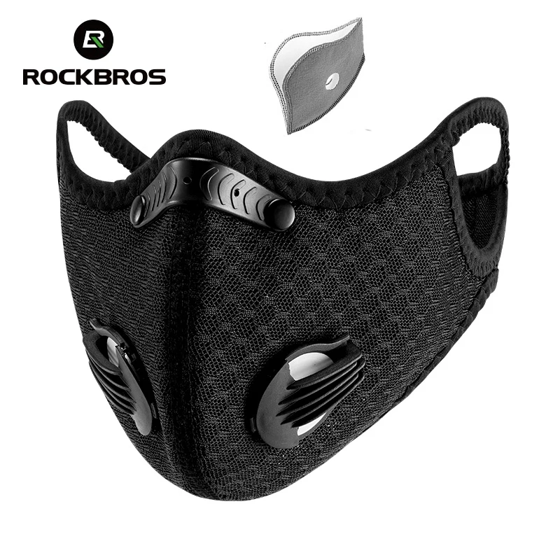 

ROCKBROS KN95 outdoor cycling running activated carbon dust-proof breathing valve mask, filter anti-fog mask